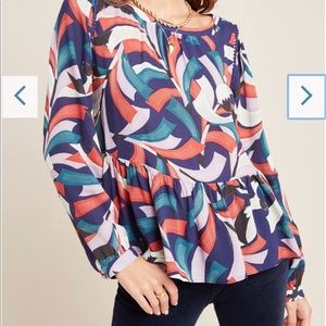 Anthropologie MAEVE peplum top shirt size medium